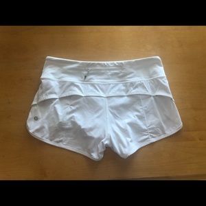 White Lulu Lemon Run Speed Shorts